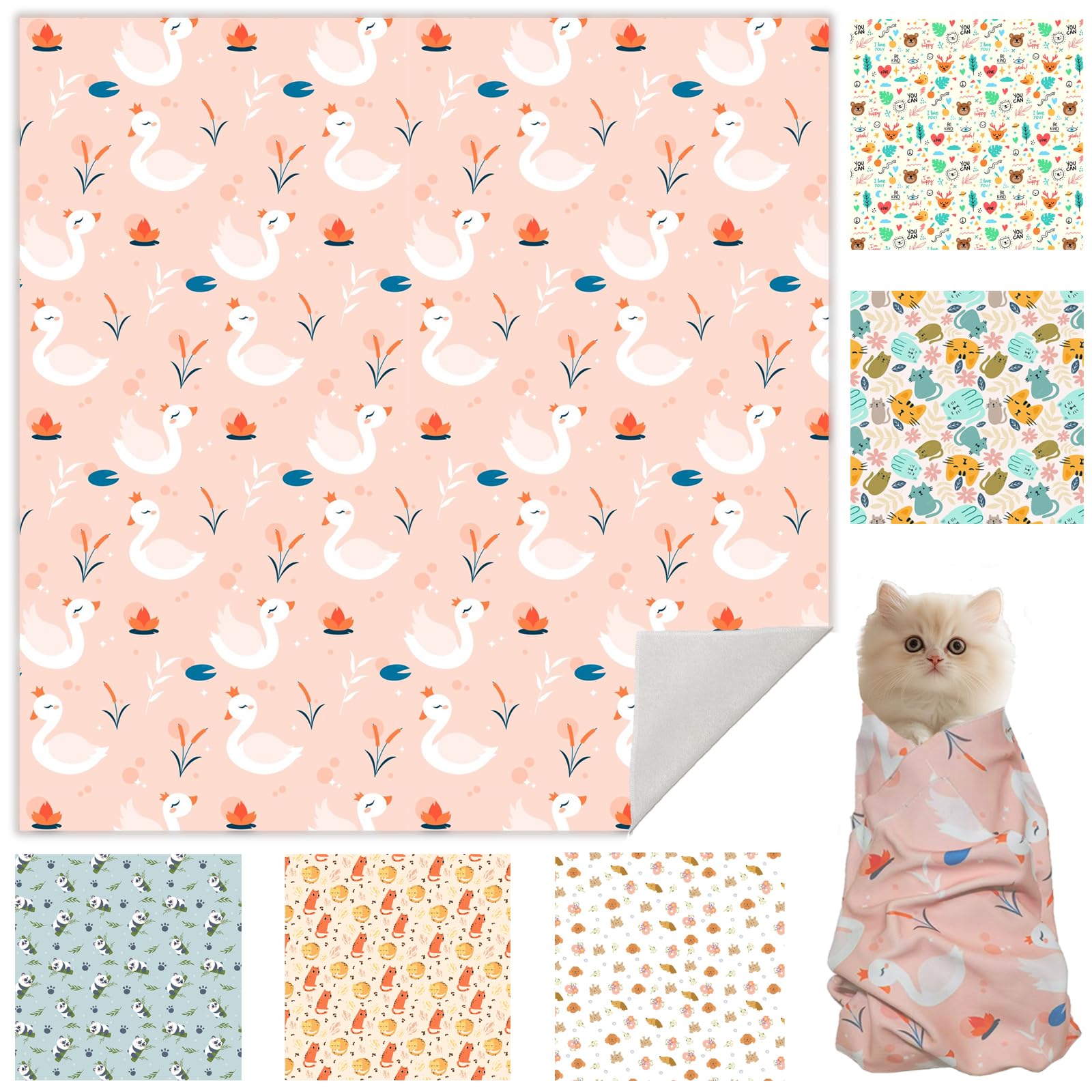 Ruiliangai 27.6" Cat Grooming Wrap, Cat Wrap for Cutting Nails, Self-Adherent Fabric Wrap for Cats, Cat Burrito Wrap Anti-Scratch, Anti-Escape,