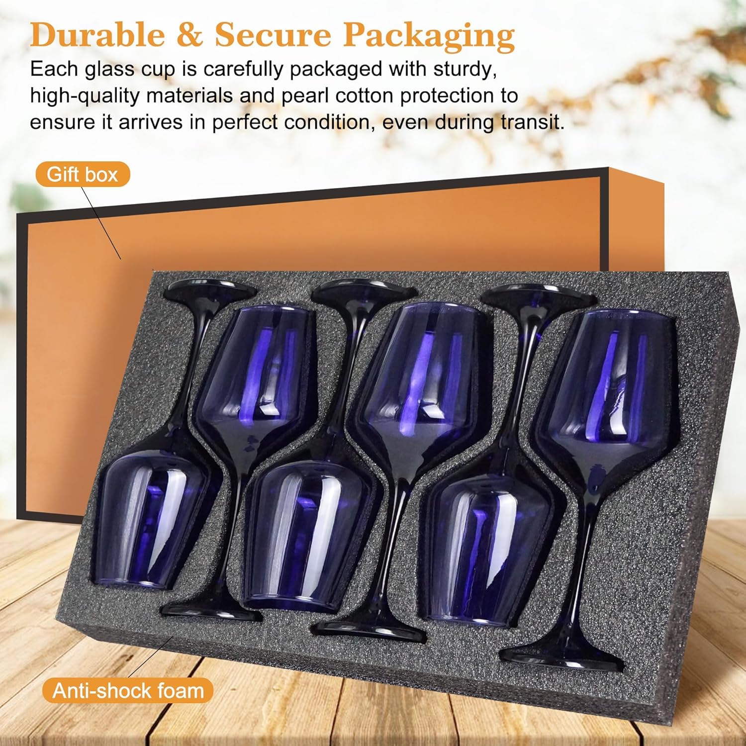 GLAZVIA Purple Wine Glasses Set of 6, 12oz Stemmed Crystal Glasses, Thick & Colored, Dishwasher Safe Stemware for Red or White, Gift for Party, Holiday, Anniversary, Restaurant, Home Bar, Daily Use - Image 5