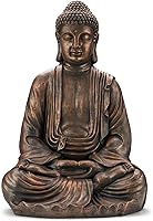 Glitzhome 36.25" Zen Meditating Buddha Statue - Oversized Bronze Garden Sculpture, Weather-Resistant MGO Fiberglass for Indoor Outdoor Patio Decor