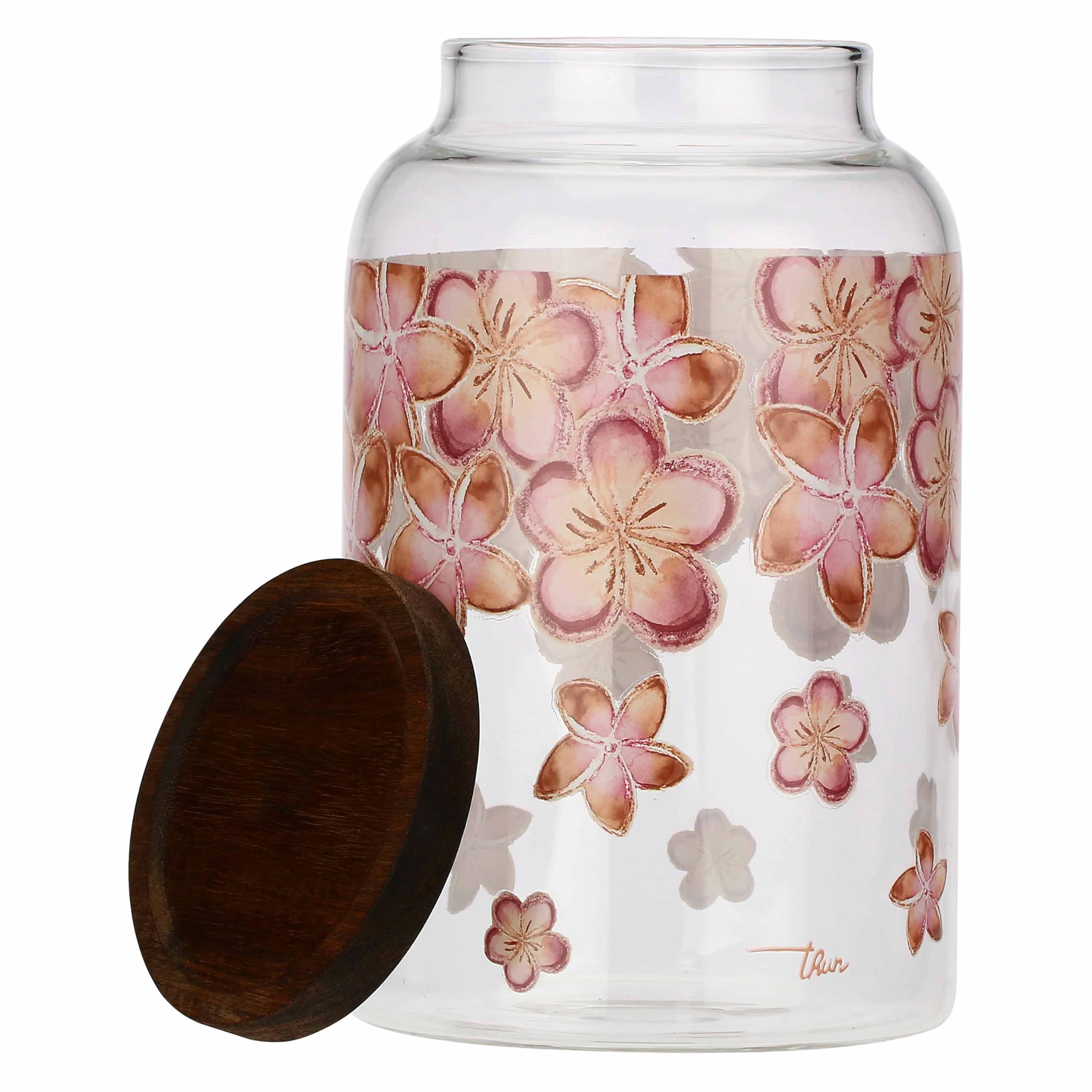 THUN - Biscottiera Bloomia - vetro borosilicato, guarnizione in silicone - Collezione Giardino di primavera - Ø 13.9 cm, 23.5 cm h