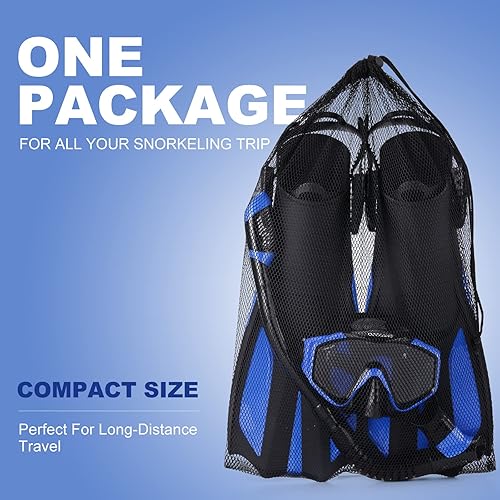 Miniatura 8 de Odoland Juego de esnórquel, paquetes de esnórquel para adultos con máscara de buceo con parte superior seca, aletas de natación ajustables, bolsa