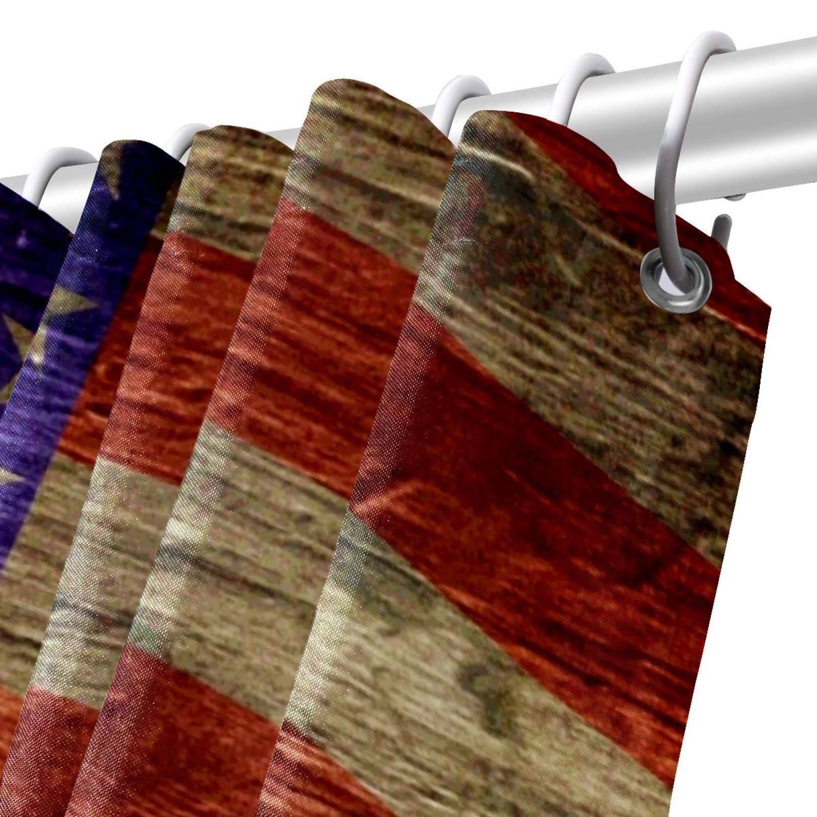 Tenda da doccia in stile retrò con bandiera americana, per bagno, 152,4 x 183 cm, 168 x 183 cm, 183 x 183 cm