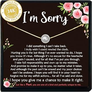 Be Wished Apology Gifts, Goldfilled Ready to Give I'm Sorry Pearl Necklace with Meaningful Message