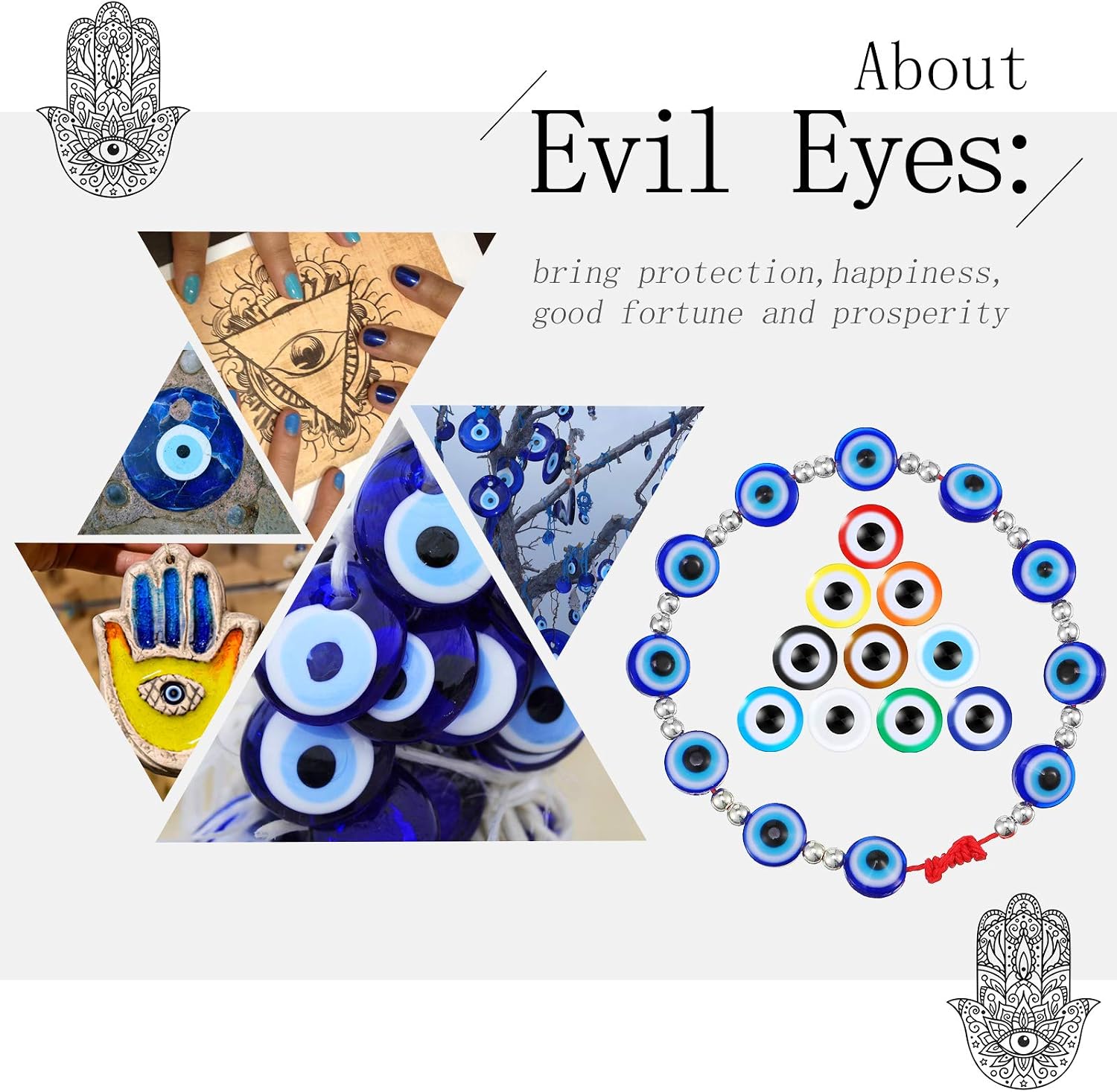 500 Pieces Mixed Color Evil Eye Beads Resin Evil Eye Charms Flat Evil Eye Spacer Beads for DIY Jewelry Bracelet Earring Necklace Craft Making, 10 Colors