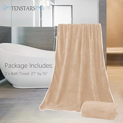 Vista 17 de TENSTARS - Toallas de mano para baño con dobladillo de seda, secado rápido, toalla absorbente de microfibra ultrasuave para baño, fitness, gimnasio