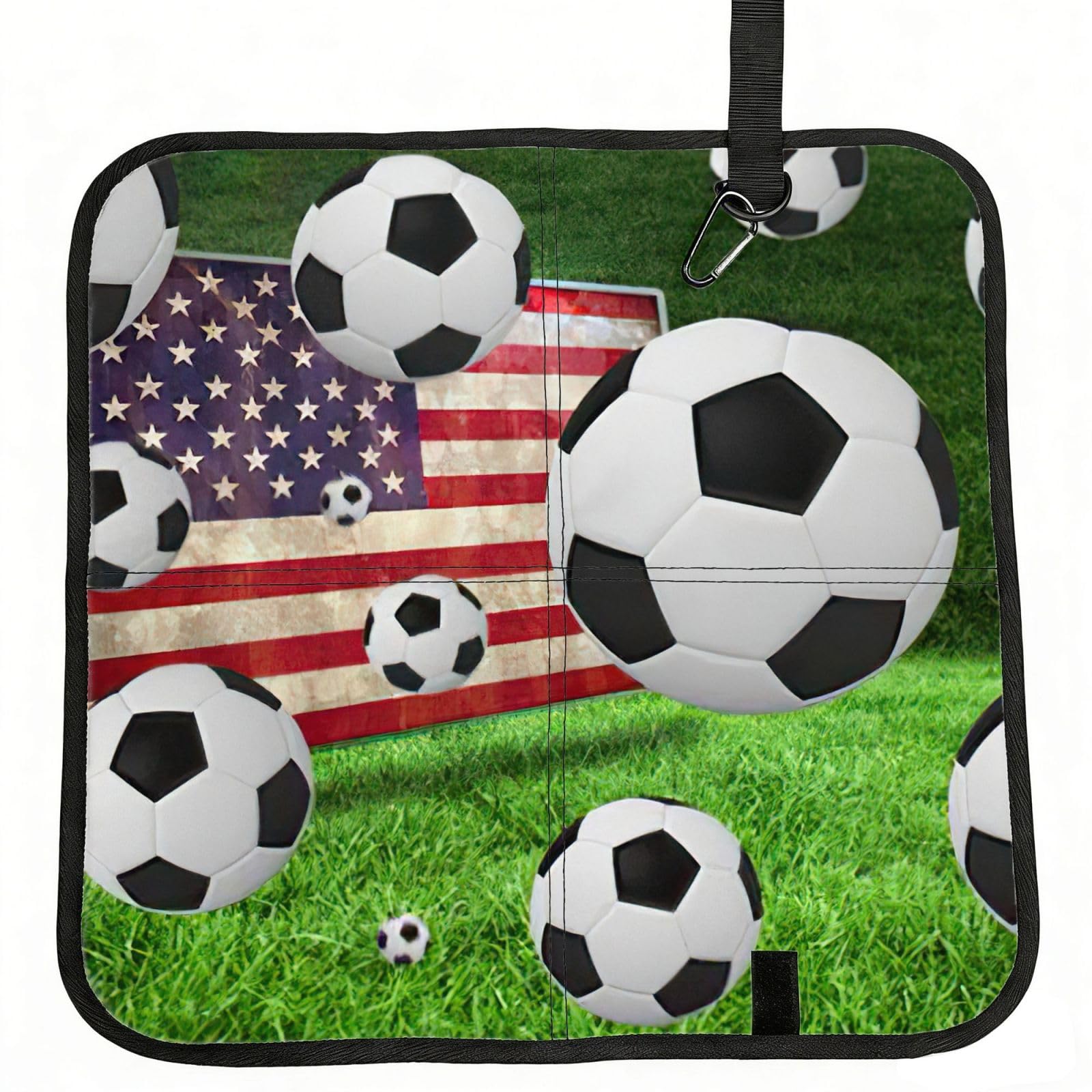 bghdfa Soccer Usa American Flag Print Outdoor Sitting Mat Waterproof Oxford Cloth Seat Cushion Folding Foam Camping Seat For Picnic