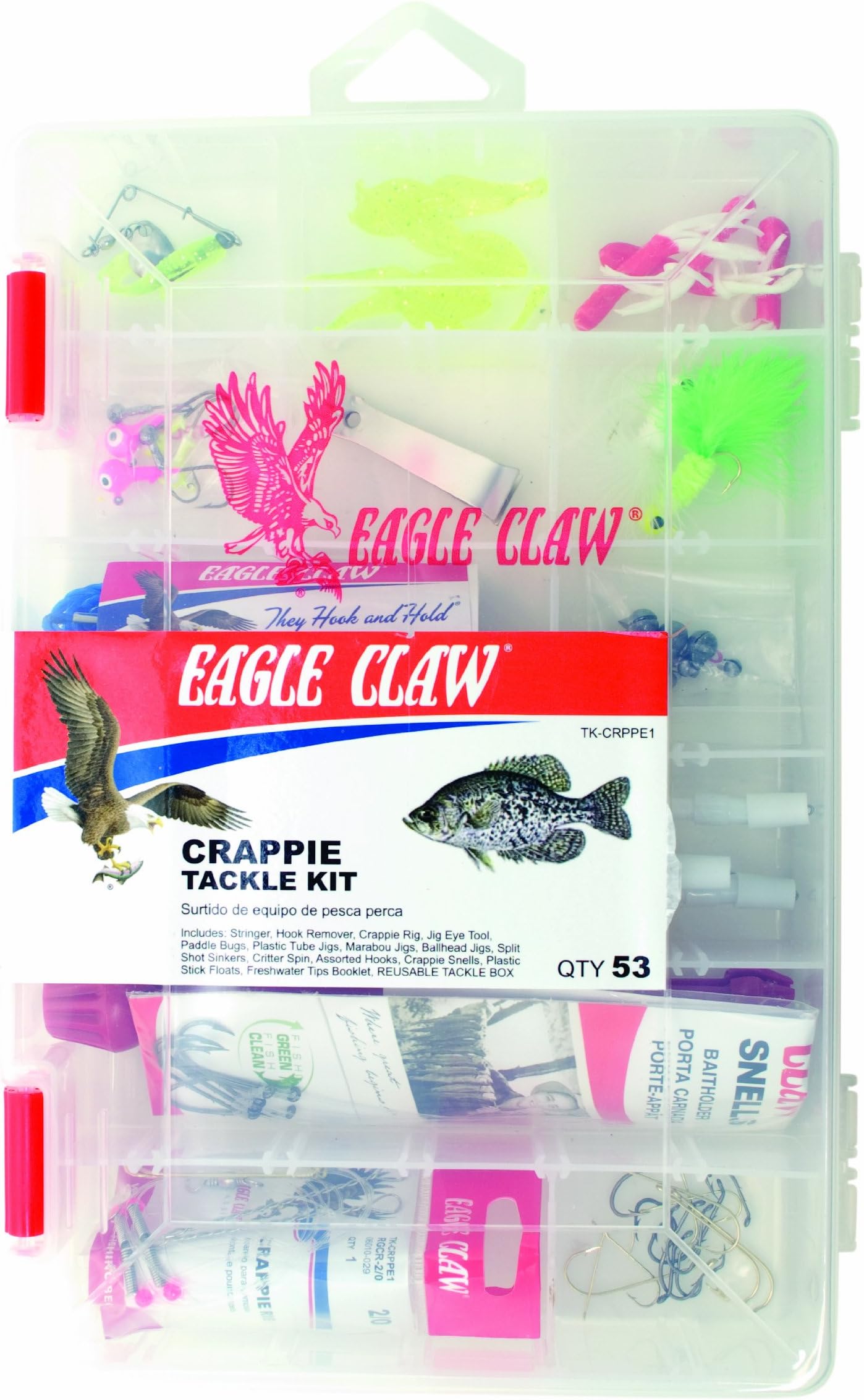 Eagle ClawCRAPPIE TACKLE KIT, 53 PIECES, CONTAINS ASSORTMENT OF HOOKS, SINKERS, AND TACKLE FOR FRESHWATER CRAPPIE AND OTHER PANFISH FISHING