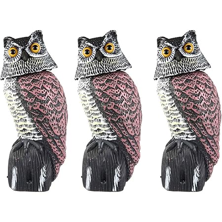 Amazon 1個 本物そっくり フクロウ 置物 鳥よけ 害鳥対策 ふくろう カラスよけ 首振り 風に揺れて360度動く 怖がらせる 配達3 5労働日まで 防鳥 防獣ネット