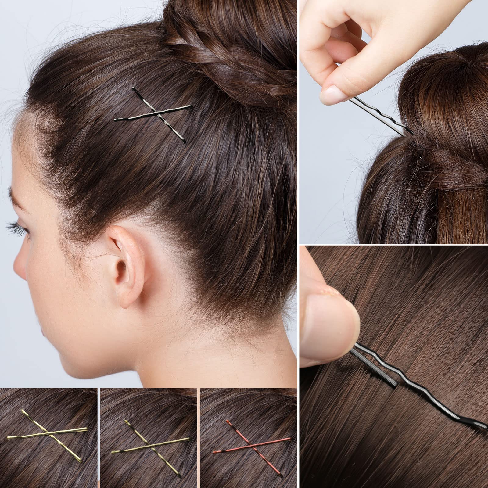 KANPRINCESS Kit de 200 horquillas para el pelo de 2 pulgadas, pinzas para el cabello para mujeres y niñas y peluquería, con caja de almacenamiento transparente (multicolor)