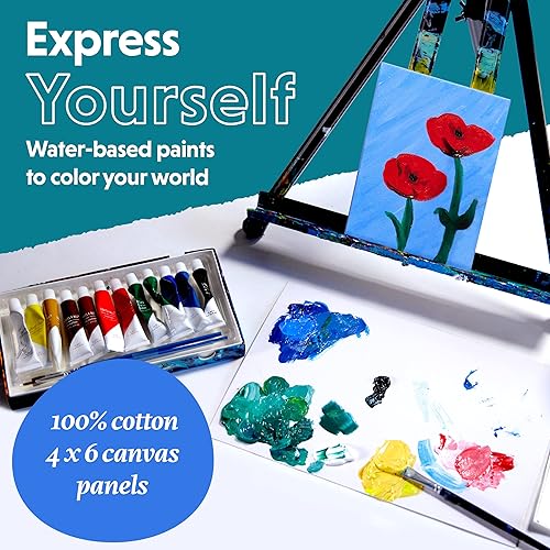 Miniatura 13 de Juego de pintura acrílica para adultos y niños, paquete de 24 pinturas de 0.4 fl oz con 3 pinceles de arte, pintura no tóxica para manualidades, kit