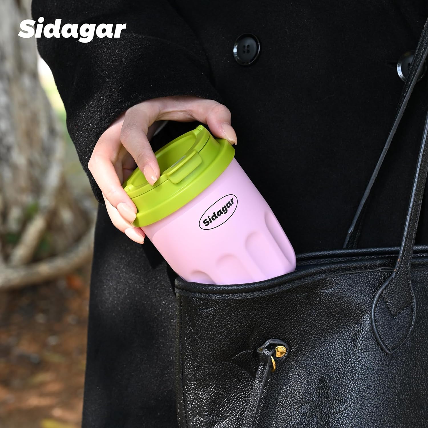 Travel Coffee Mug 10 oz Ceramic Lined Tumbler, Double Wall Stainless Steel Coffee Cup with Lid, Vacuum Spill Proof Mini Water Bottle, Insulated Thermal Mug for Home Office,Pink - Image 3