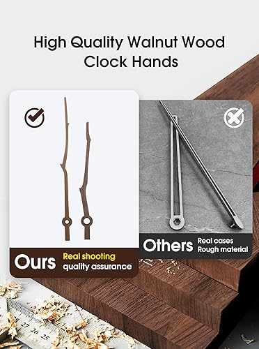 Miniatura 4 de Paquete de 4 mecanismos de reloj y manecillas de reloj de madera de nogal, movimiento de cuarzo de eje largo sin tictac, súper silencioso, pieza de