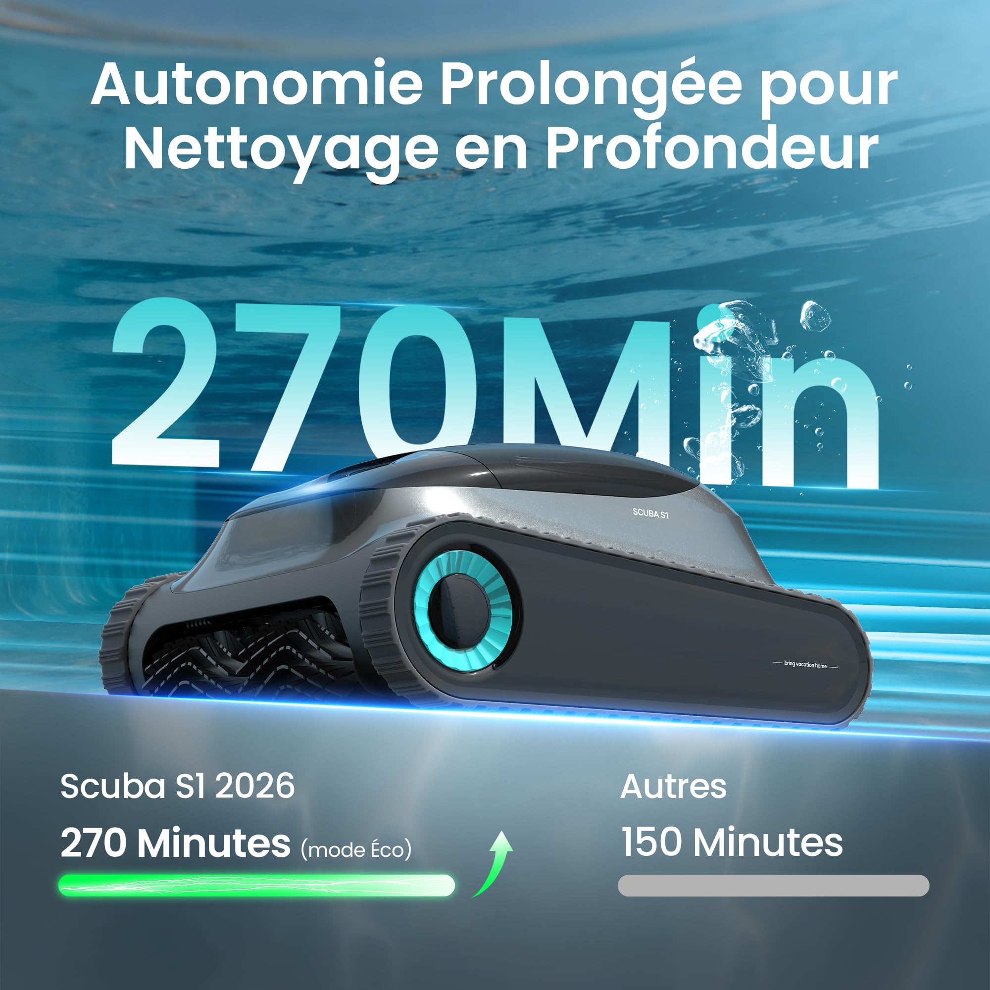 (2026 Upgrade) Aiper Scuba S1 Poolroboter, Individueller Wochenreinigungsplan, 270 Min. Laufzeit, Wasserlinienreinigung, App & OTA, Smarte Navigation mit 11 Hochpräzisen Sensoren Für Eingelassene Pool