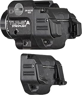Streamlight 69414 TLR-8A Flex 500-Lumen Low Profile Pistol Light with Integrated Red Laser for Select Handguns, Includes Rear Switch Options, Mounting Kit, and Keys, Black