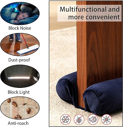 Miniatura 3 de TumiMallody - Tope para puerta, bloqueador de corrientes de aire de puerta de 2 pulgadas, burlete ligero de ruido, barridos de puerta de 32 a 38