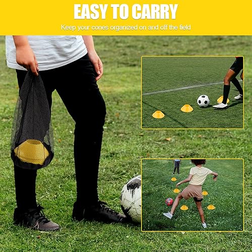 Miniatura 5 de 25 conos de fútbol para entrenamiento deportivo, mini conos de fútbol con bolsa de malla, conos de práctica de agilidad flexibles, conos de