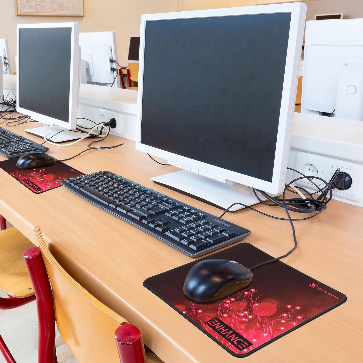 ENHANCE Mouse Pad Large with Anti-Slip Rubber, Quiet High Precision Fabric Mousepad for Schools, Computer Labs, Office Desks - 12.6 x 10.6 inch Laptop Mouse Pad, Anti-Fray Stitching, Water Resistant