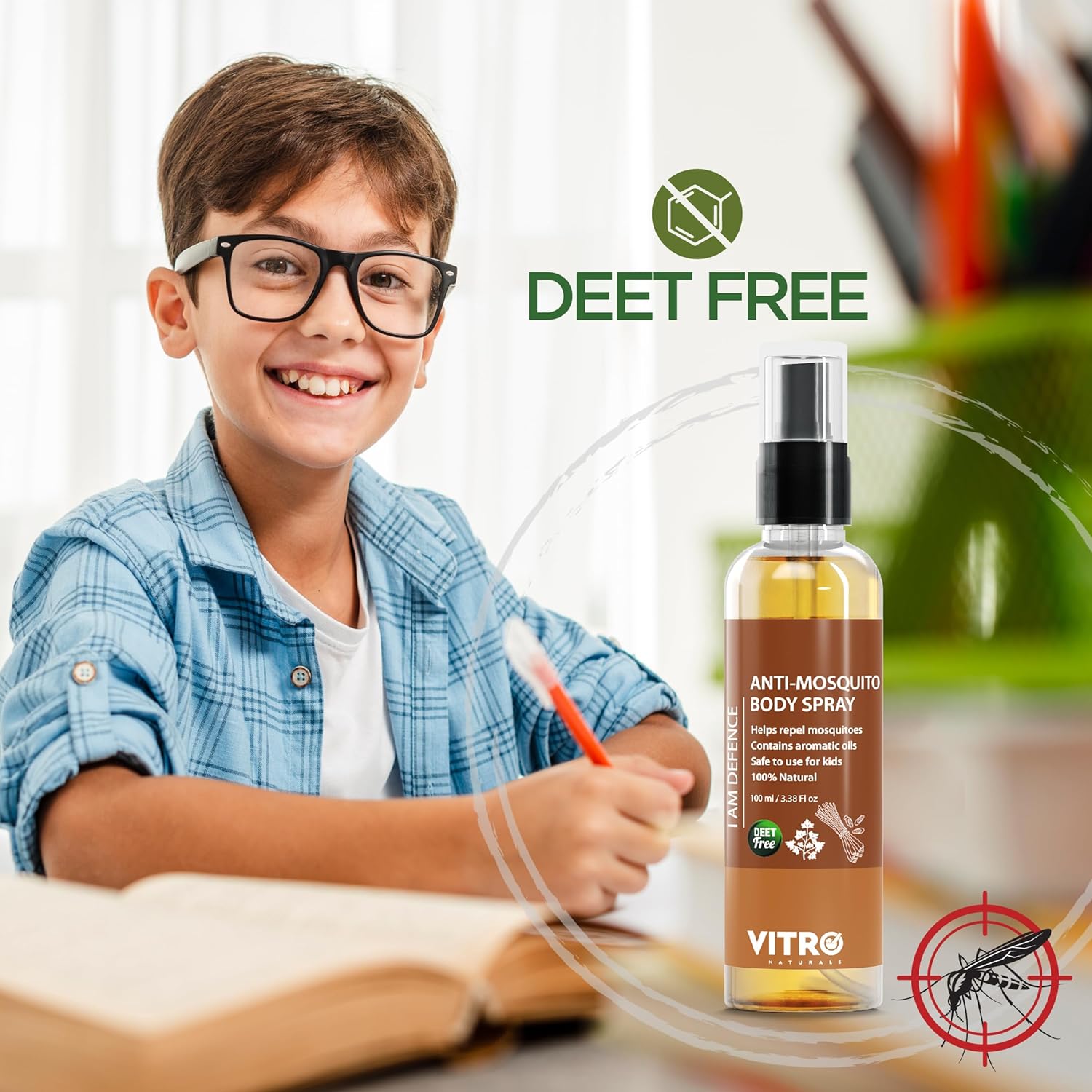 In vitro mosquito distortment sprays - mosquito repelles for children, safe and soft, pleasant smell on the skin. 100 mL body spray bottle In vitro mosquito distortment sprays - mosquito repelles for children, safe and soft, pleasant smell on the skin. 100 mL body spray bottle