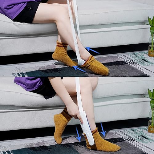 Miniatura 10 de Ayuda para calcetines, ayuda para poner calcetines, dispositivo auxiliar sin doblez para personas mayores, discapacitados, embarazo, herramienta