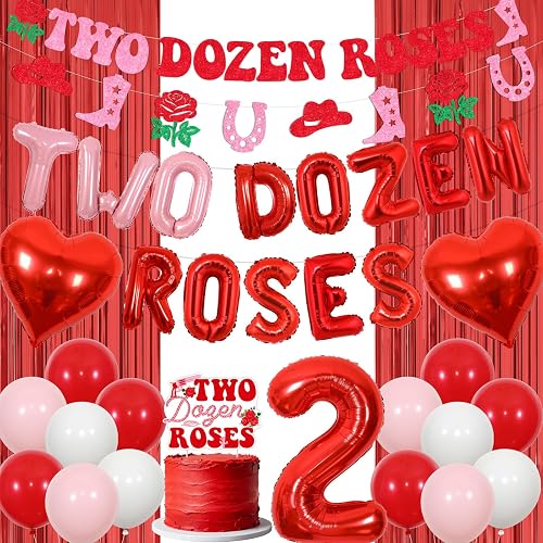 Balterever Two Dozen Roses Westersn Cowgirl 2nd Birthday Party Decorations for G