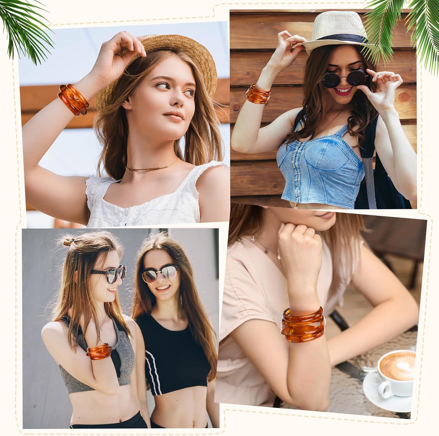 Tondiamo 3 Pcs Acrylic Resin Bracelets Chunky Bracelet for Women Irregular Geometric Wide Resin Bangle Thick Acetate Jewelry - Image 6