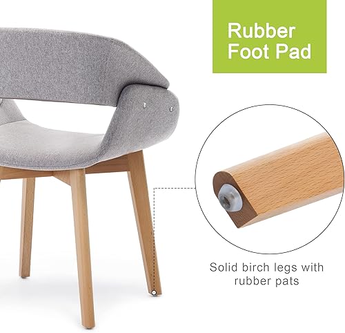 Miniatura 15 de ivinta Juego de 2 sillas de comedor modernas con cojín de tela tapizada y patas de madera maciza para comedor, cocina, sala de estar, Resturant 9122