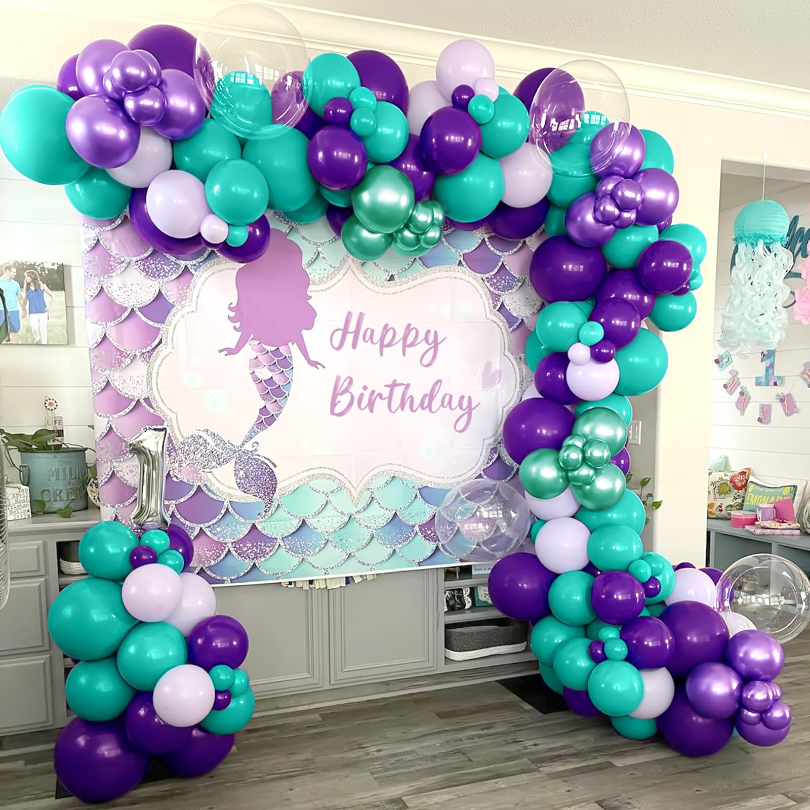 Palloncino Sirena 1 Pezzo + 4 Bastoncini Gonfiabili, Decorazioni Simpatiche A Tema Cartoni Animati Per Feste Di Compleanno