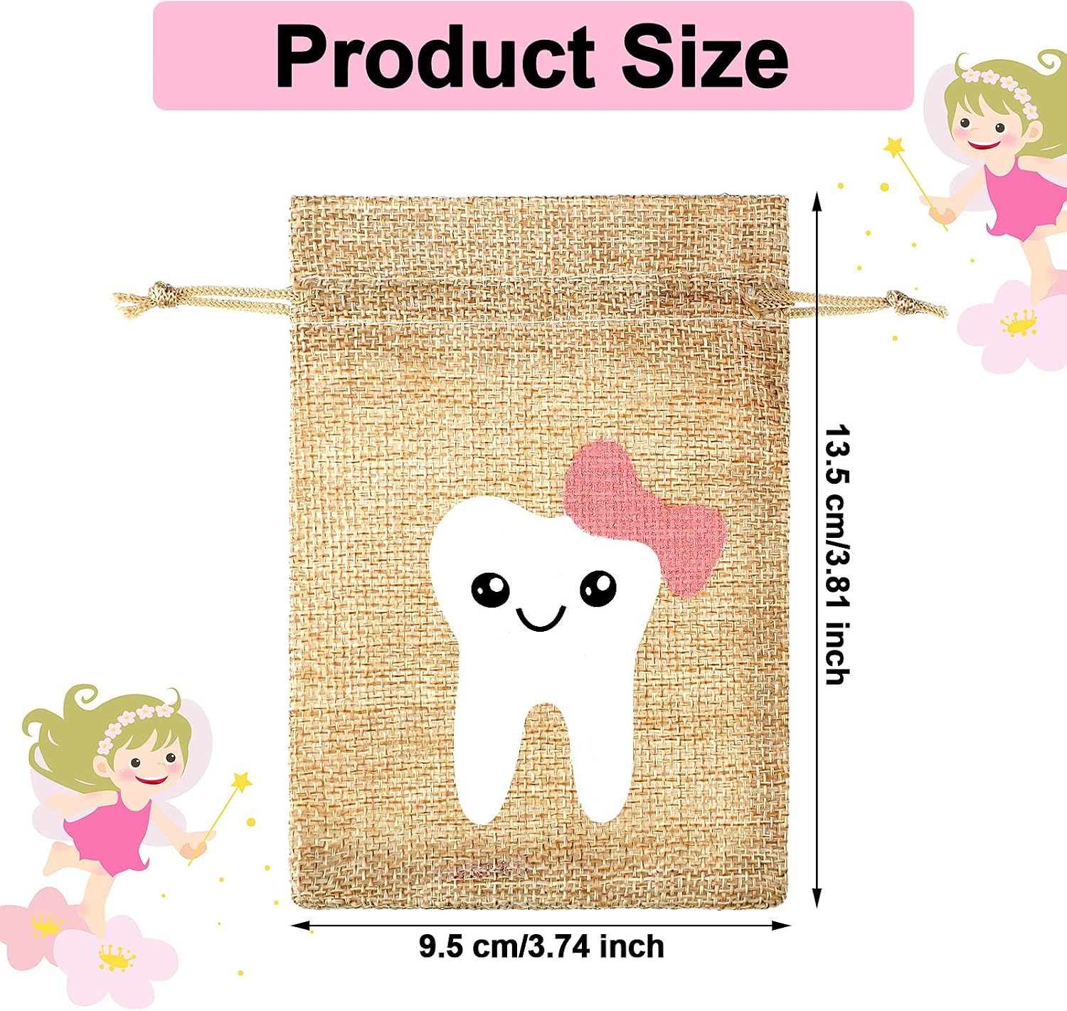 Tooth Fairy Bag Pouch for Boys and Girls to Place Under Pillow Milk Teeth Container Box for Tooth Holder Keepsake Gift for Kids Children Baby Shower Birthday (Pink Style)
