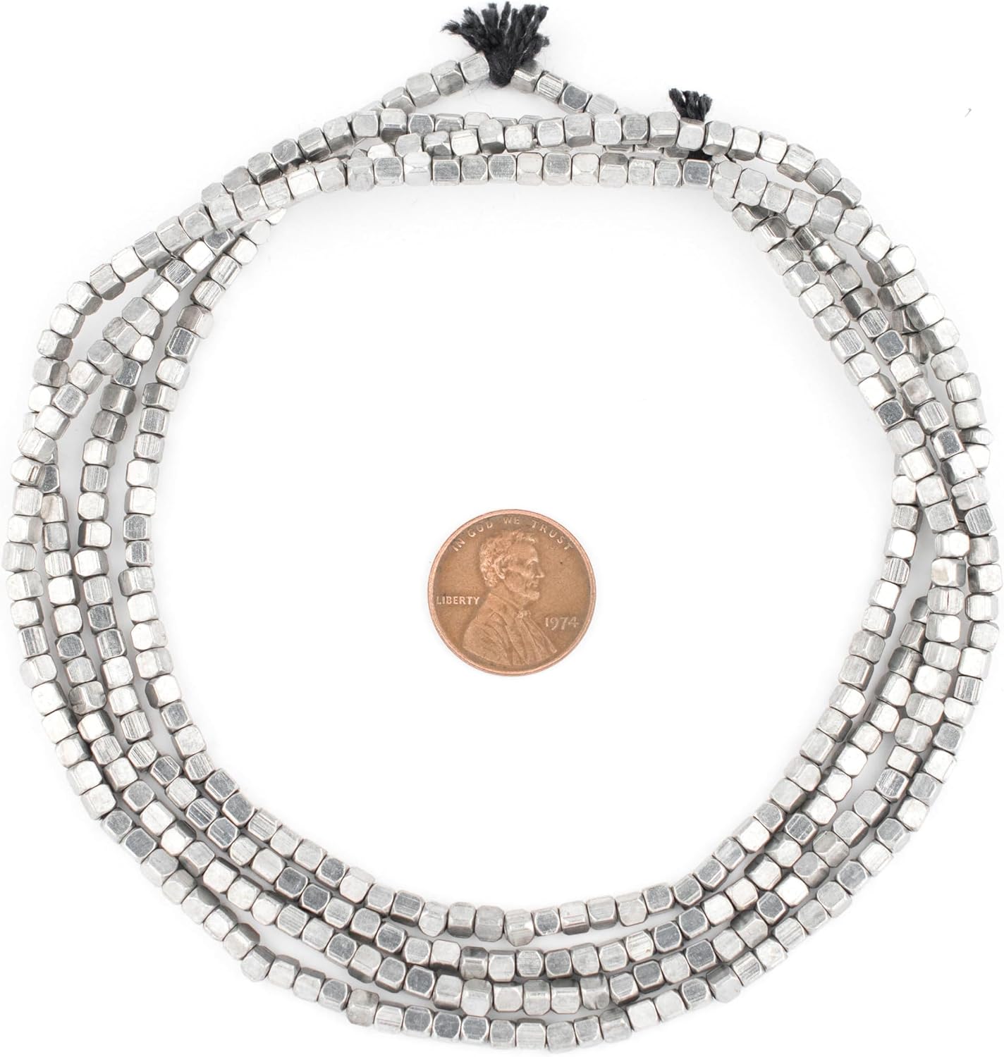 The Bead Chest Silver Rounded Cube Beads 3mm, Full Strand of Quality Metal Spacers for DIY Jewelry Design