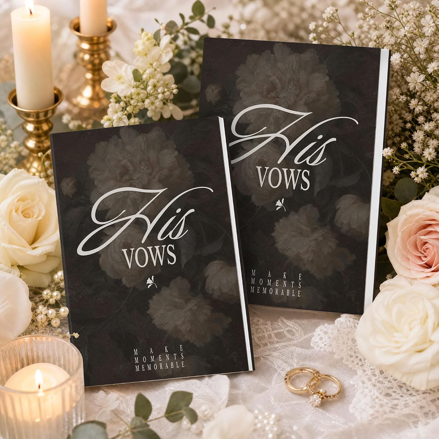 JOYIT Wedding Vow Books His and Hers Set of 2, Soft,Oil Painting Cover