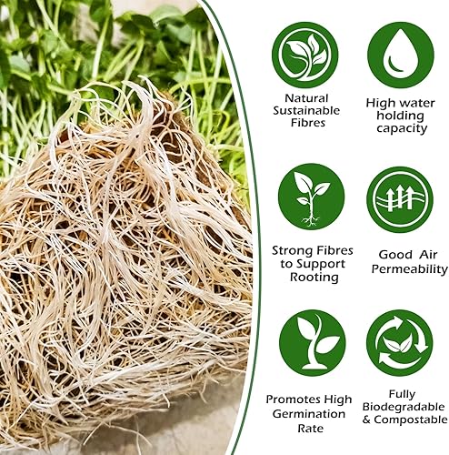 Miniatura 10 de Juego de 6 alfombrillas de cultivo de microverdes con bandeja, kit de cultivo de microverdes de 10  × 10  Alfombrilla de inicio de germinación de