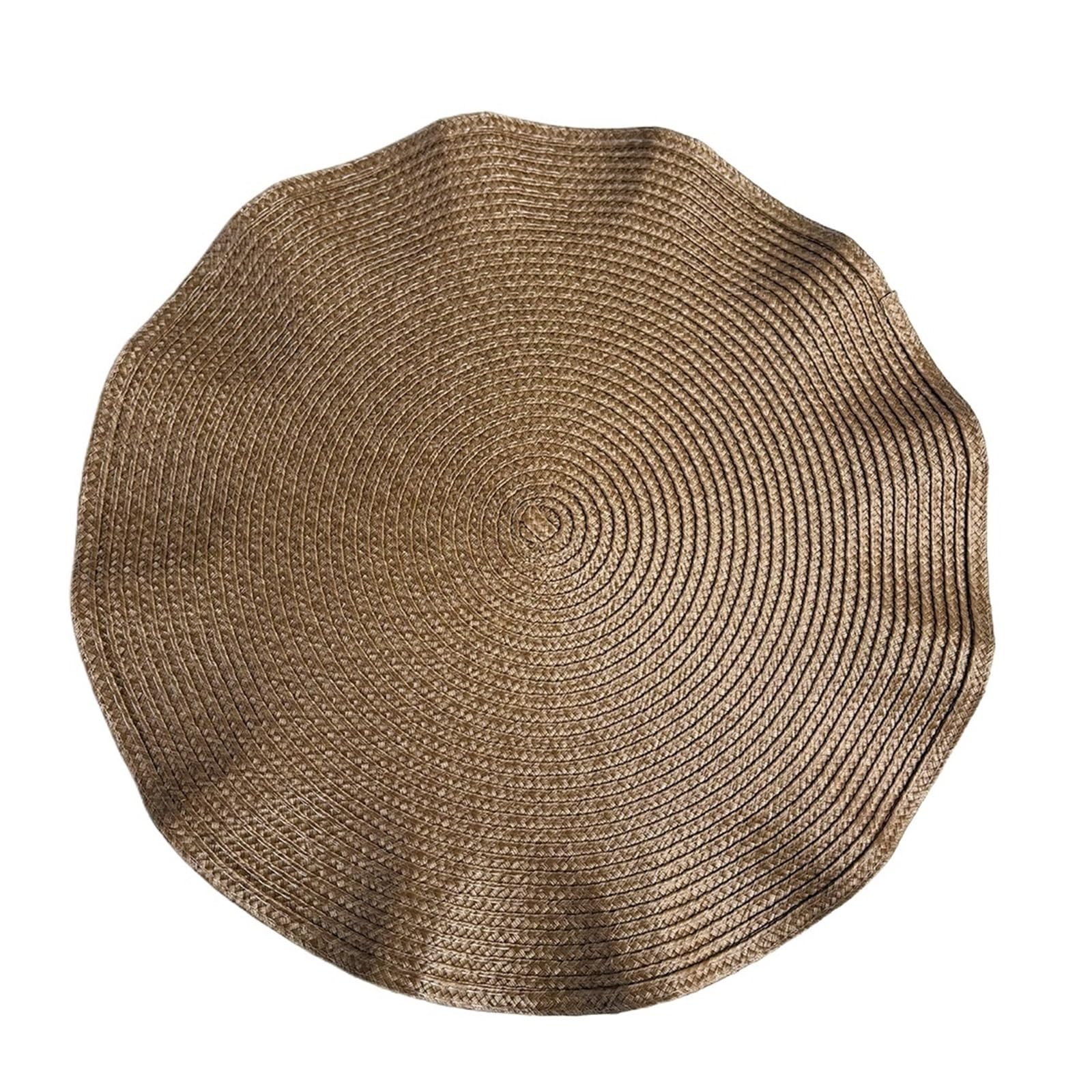 Wzptlkibad Brown Round Placemat Table Mats, Washable Non-Slip, 36Cm