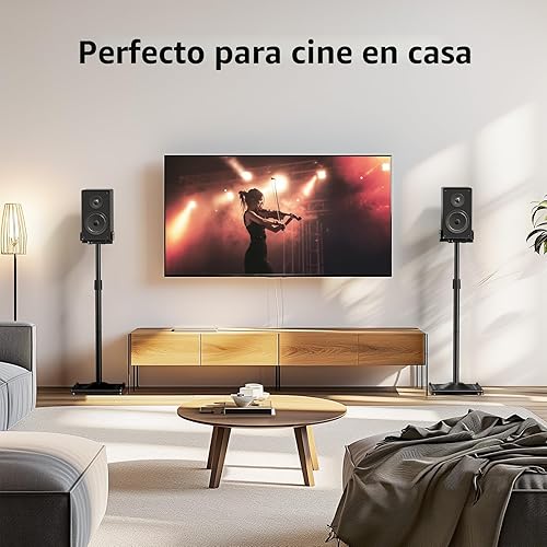 Miniatura 8 de PERLESMITH Soportes universales para altavoces de sonido envolvente, altura ajustable que se extiende de 33.3 a 45.1 pulgadas, soporte de altavoz