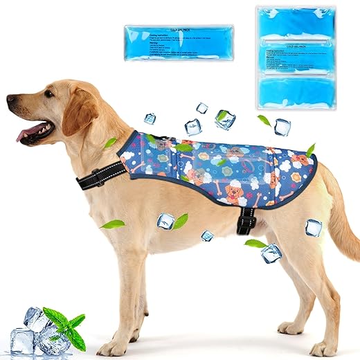 Dog Cooling Vest with Ice Pack Cooling Vest for Dog Cooling Harness for Summer Outdoor Hiking Walking Sun Protection Breathable M
