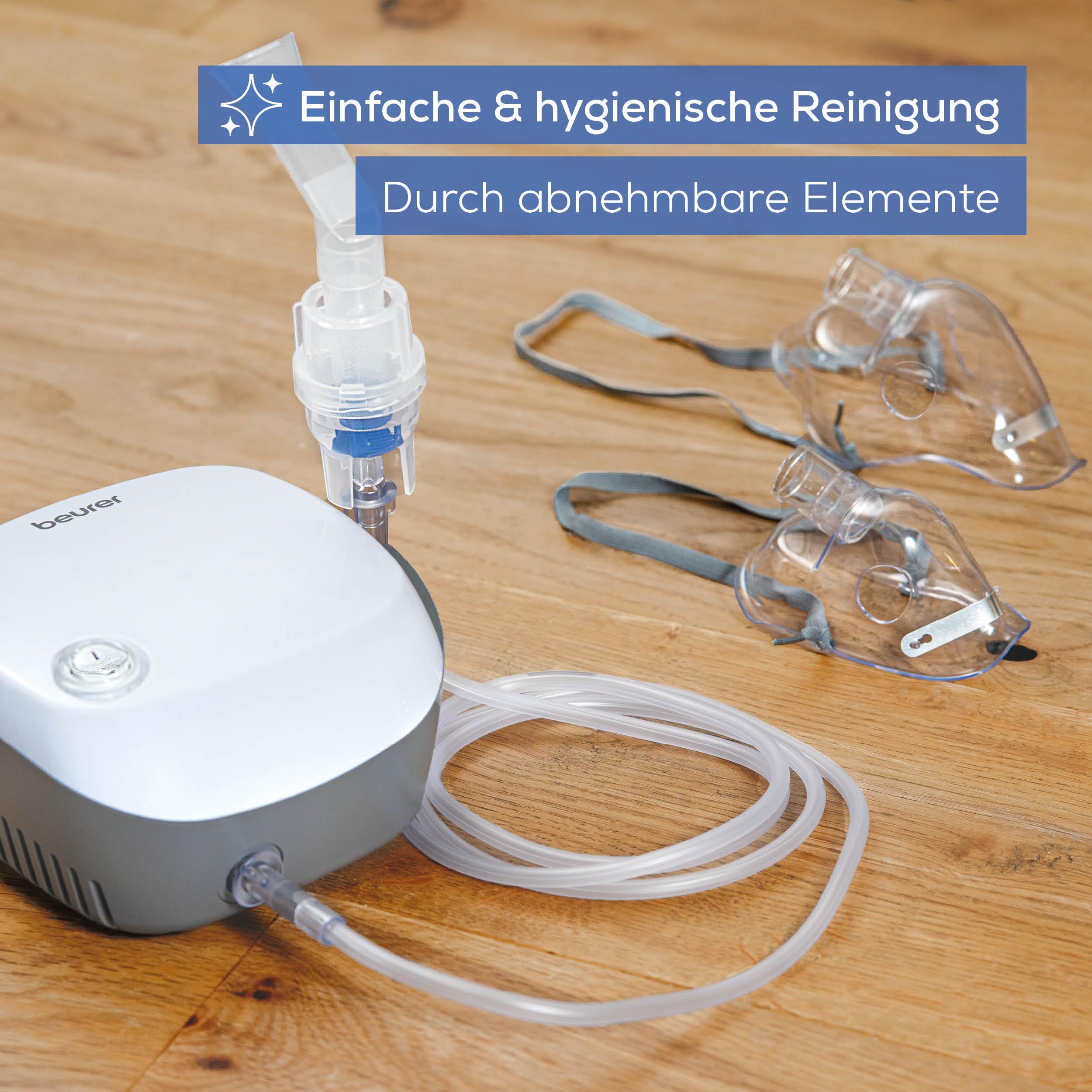 Beurer IH 18 Inhalator, Inhalationsgerät bei Erkältungen und Atemwegserkrankungen wie Asthma und COPD, zur Verneblung von Medikamenten, Vernebler für Erwachsene und Kinder, Design in weiß, kompakt