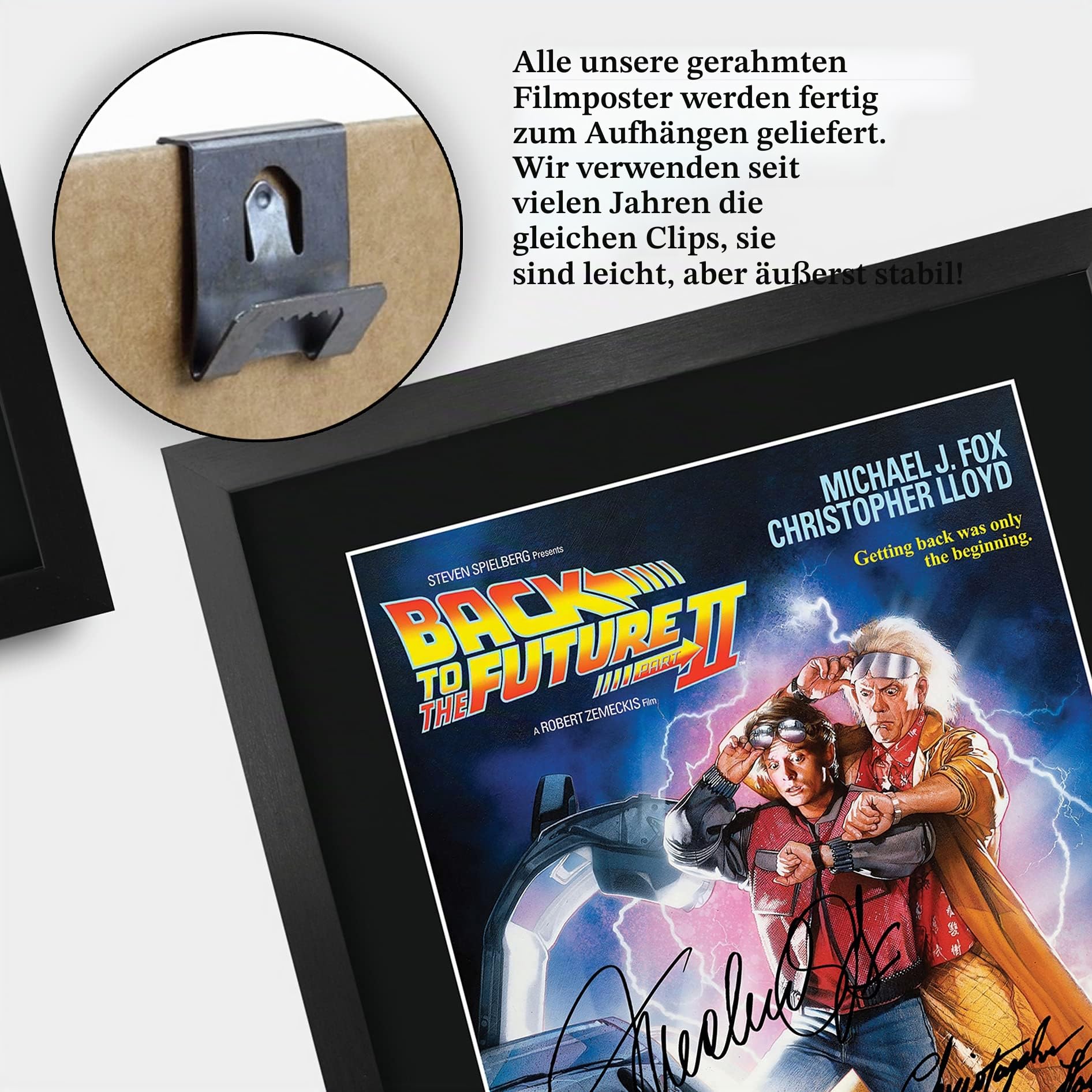 HWC Trading A3 FR Zurück in die Zukunft 2 Poster Cast Signed Geschenk gerahmt Printed Autogramm Christopher Lloyd Michael J Fox-Geschenke Fotobildanzeige drucken