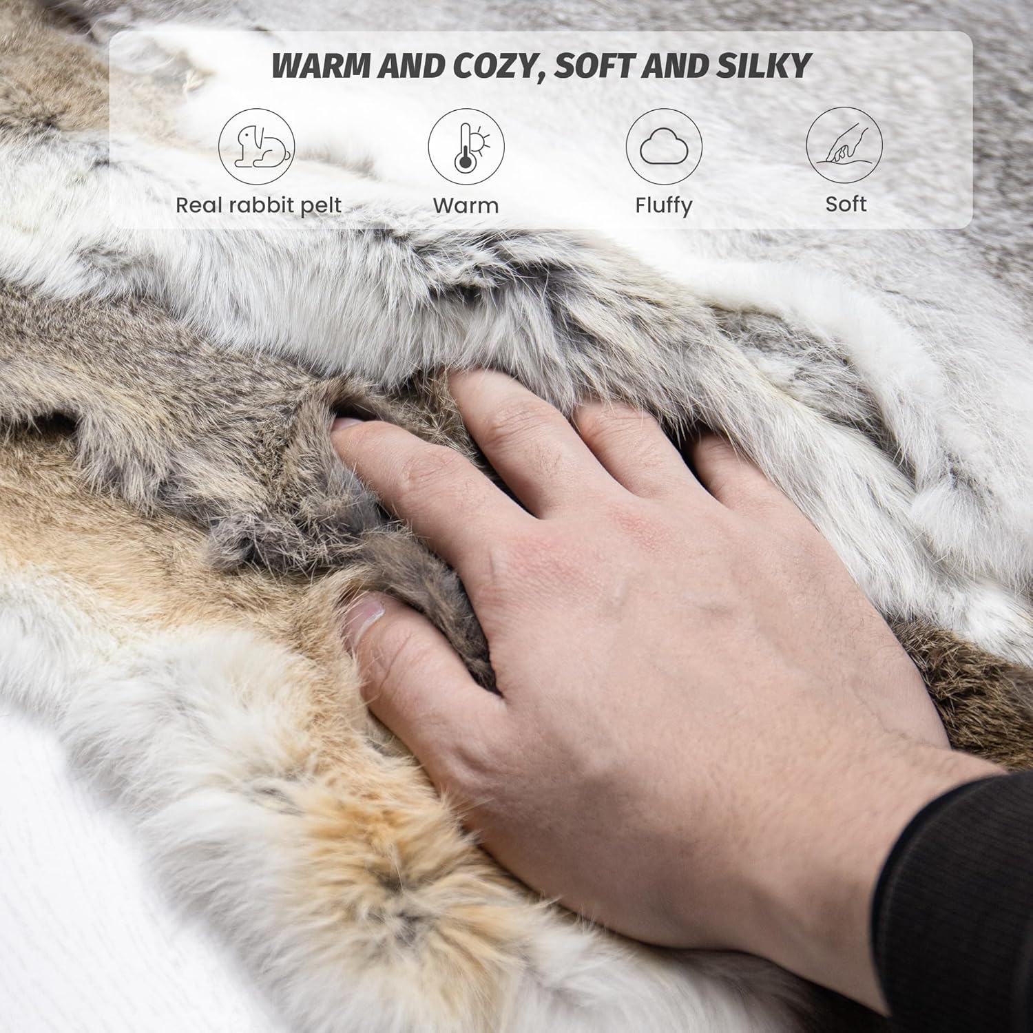 Craft Rabbit Skin Fur Pelt – Ethically Sourced, 12"x14" Tanned Hide for DIY Crafts, Costumes & Home Décor(1, Grey)