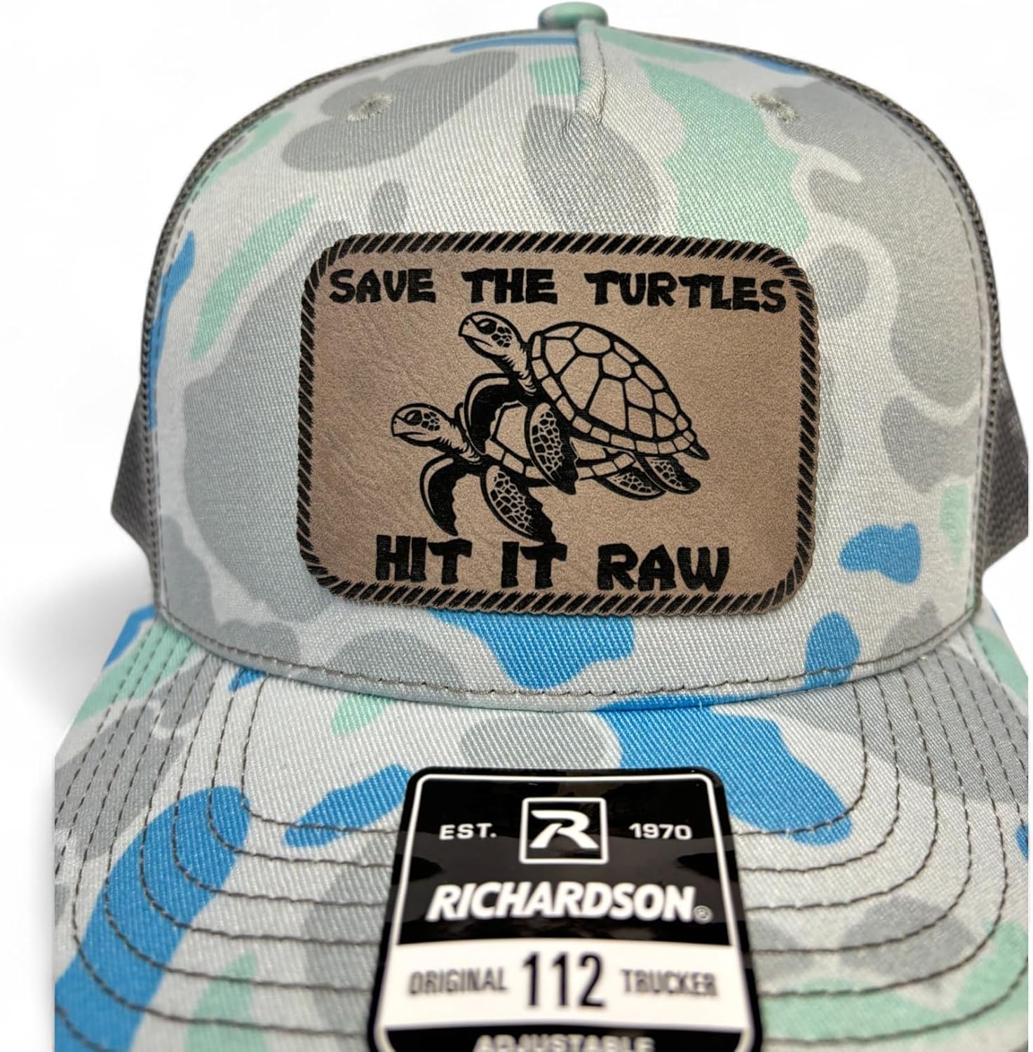 Save The Turtles Hit It Raw Hat - Funny Comedy Hat - Plastic Straws Environment - Beach Hats for Men