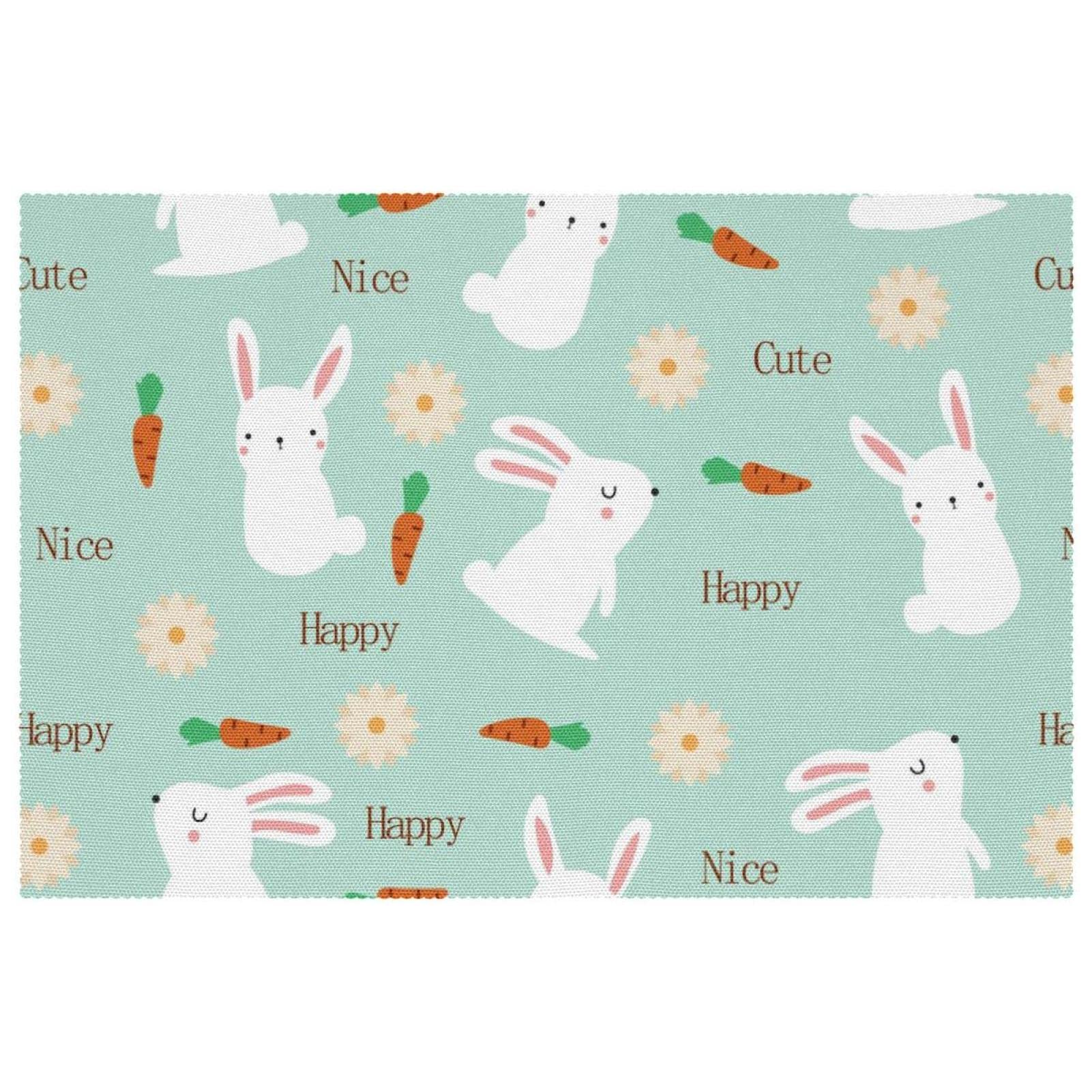 Sets de table antidérapants lot de 6 bleu clair motif lapin 30x45cm