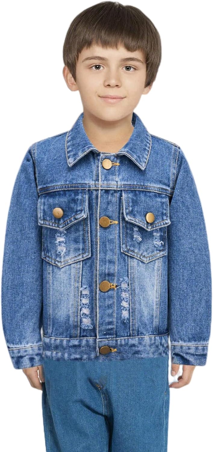 Girls Boys Jean Jacket for (4-14 Years Kids) Trendy Cozy Soft Ripped Denim Coat Casual Outerwear School Travel Teen Gift - Image 7