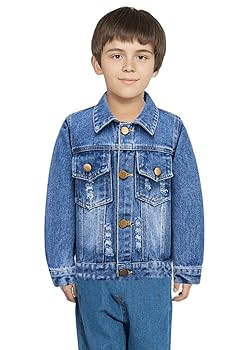 Girls Boys Jean Jacket for (4-14 Years Kids) Trendy Cozy