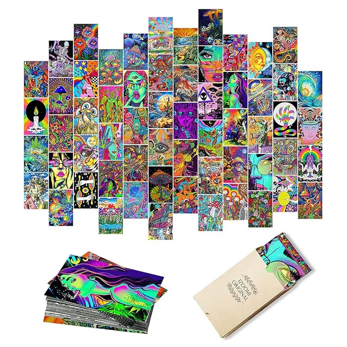 Buy Hippie Trippy Drippy Wall Collage Kit Aesthetic Pictures, Hippie