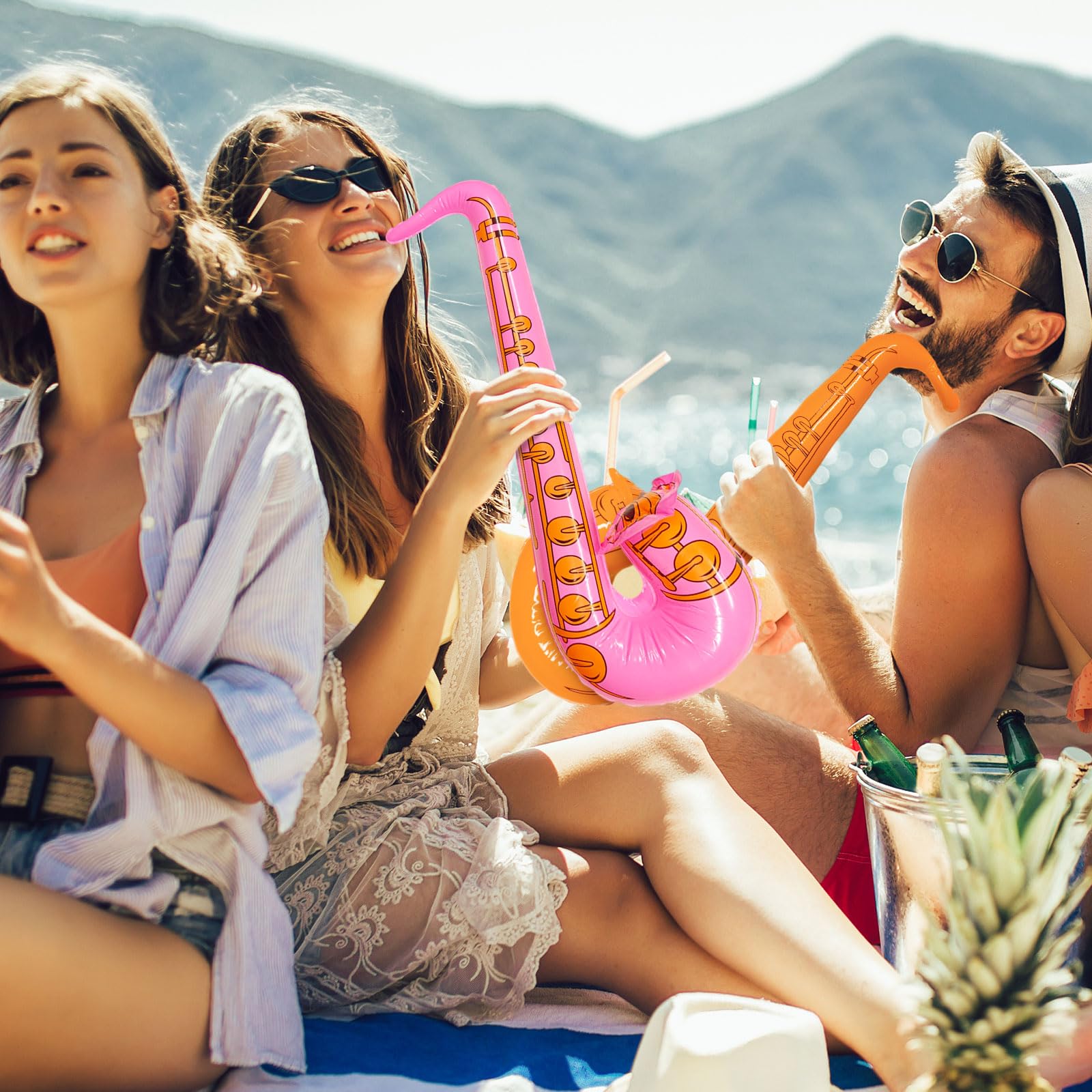 3 Piezas Instrumentos Inflables Saxofón Hinchables para Niños Adultos, 70 cm Saxofón de Juguete Inflable Party, Accesorios de Globos de Instrumentos Musicales para Festivales Fiesta