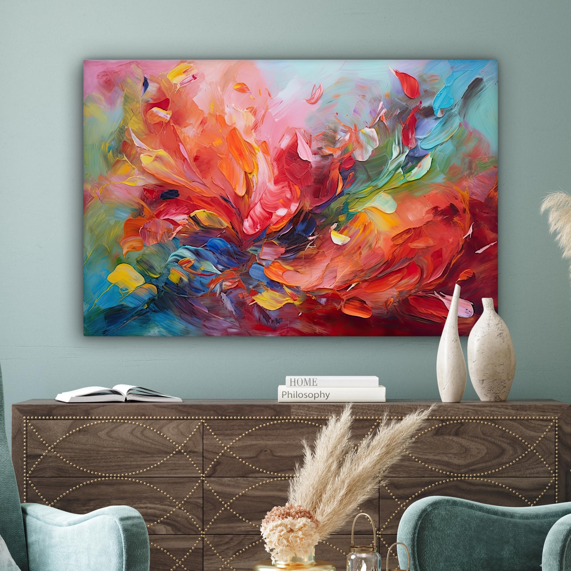 MuchoWow Wandbilder 120x80 cm XXL Leinwand Kunstdruck Abstrakt Bunt