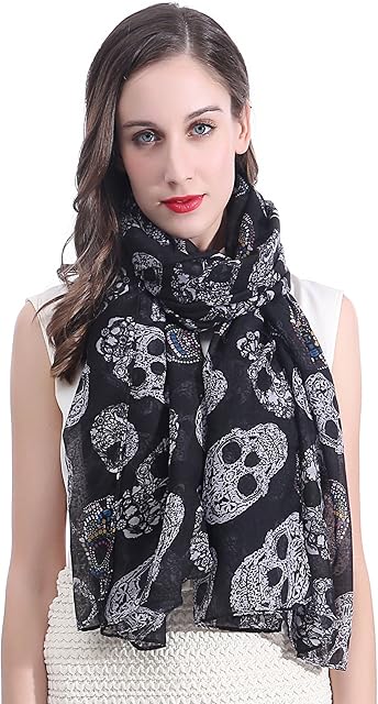 Lina & Lily Candy Skull Print Women's Large Scarf
