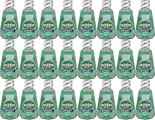 Scope Outlast - Enjuague bucal, menta de larga duración, tamaño de viaje, 1.2 onzas líquidas (paquete de 48)