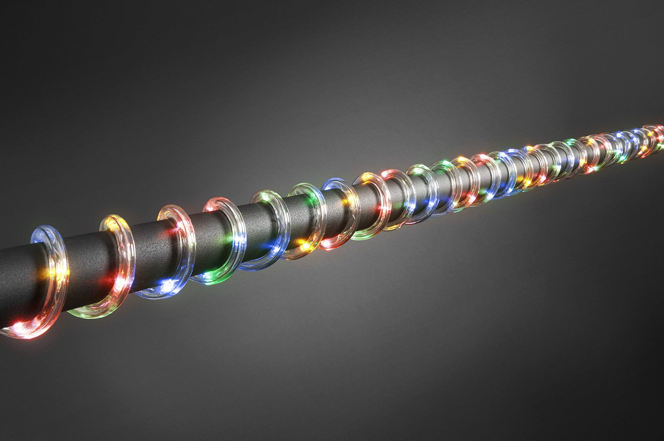 Konstsmide LED Lichterschlauch, 18m, mit Lichtsensor und 6h und 9h Timer, 288 bunte Dioden, batteriebetrieben, Außen (IP44), 4 x D 1.5V (exkl.) - 3746-500