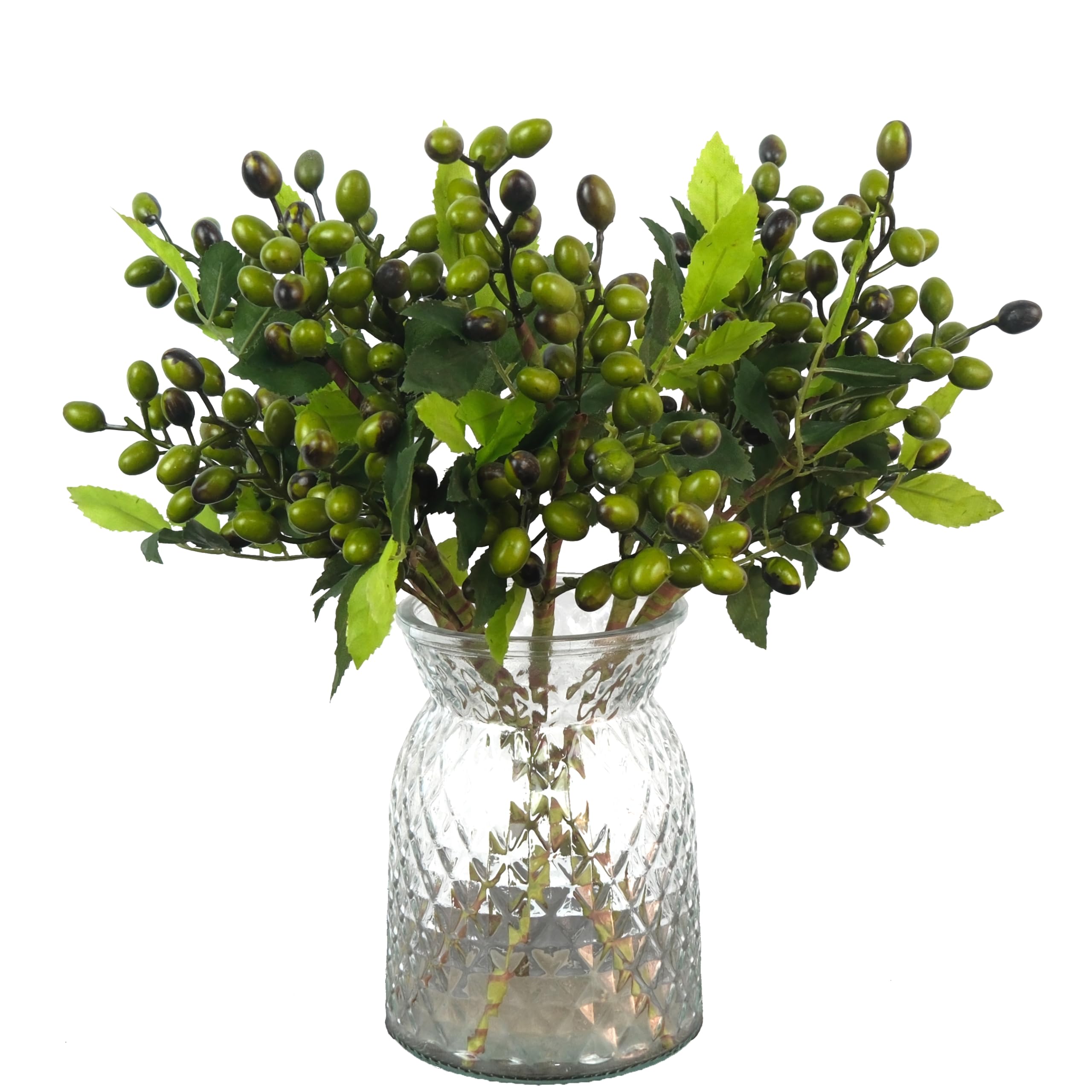 Künstliche Beerenstiele, künstliche Beeren, Zweige, künstliche Beeren, Spray, Blumen, Pflanze für Vase, Zuhause, Büro, Party-Dekoration (grün)