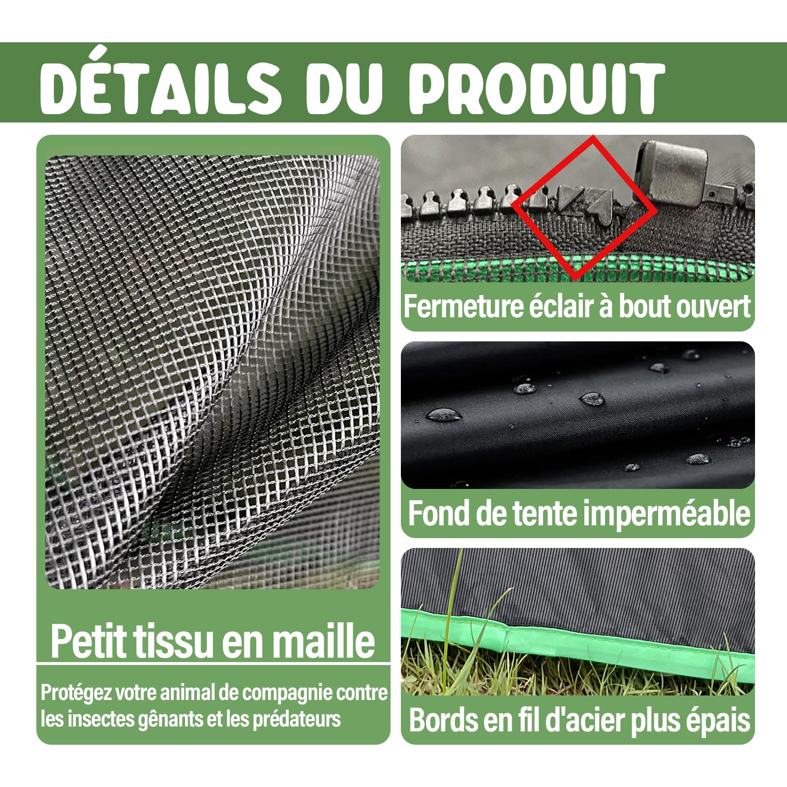 Pawtenda Aire de Jeu pour Chat 6 en 1 pour l'extérieur, enclos Portable, Cage de Jeu et Parc pour Animaux de Compagnie, avec 3 tentes et 3 Tunnels