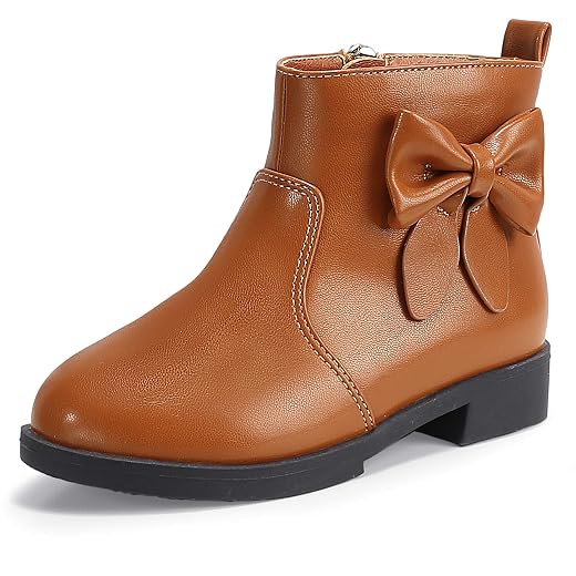 PANDANINJIA Toddler/Little Kid Girl's Sofia Sweet Short Ankle Boots Bowknot Side Zipper Dress Booties